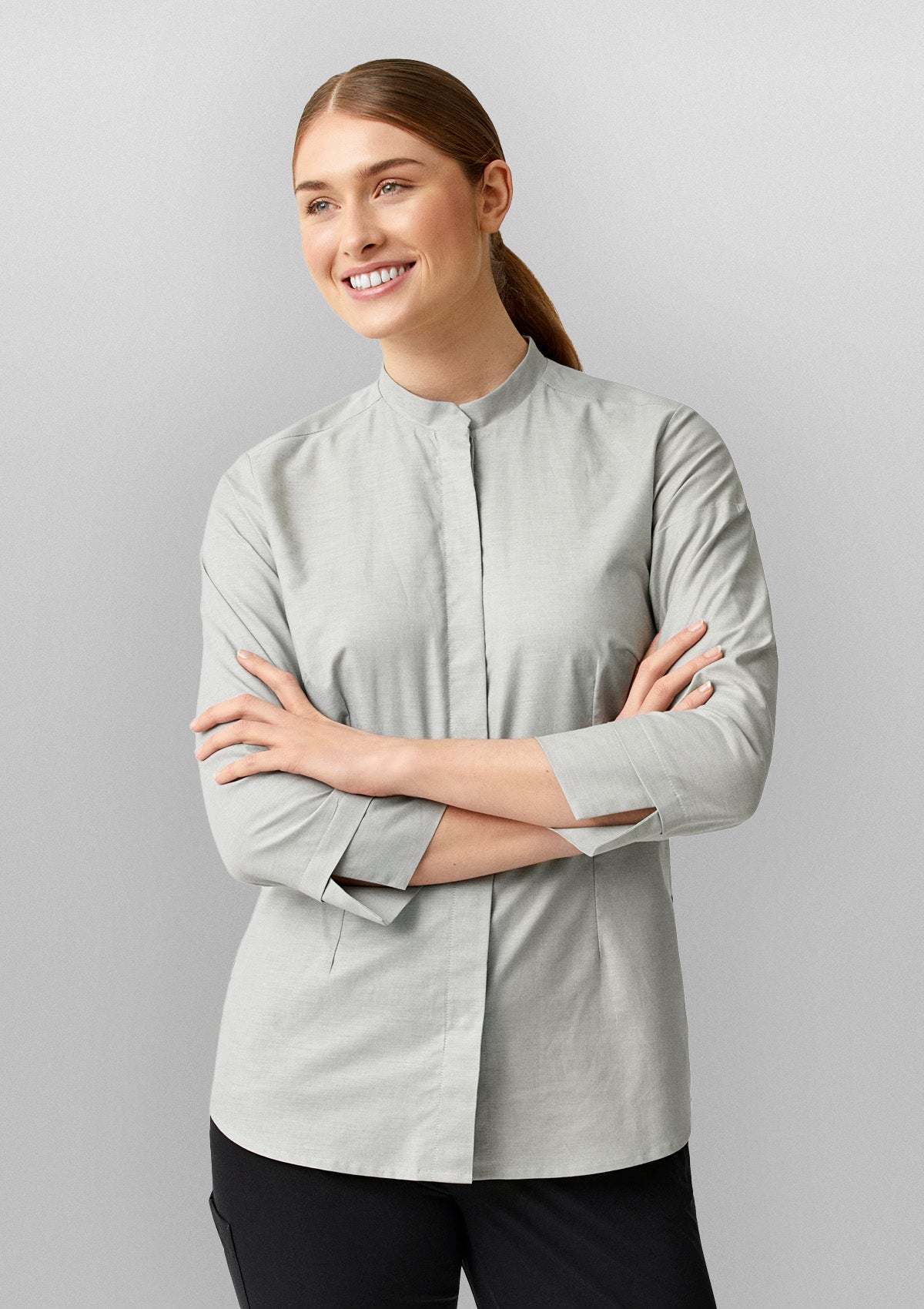 Damen Oxford Servicehemd 3/4 Arm