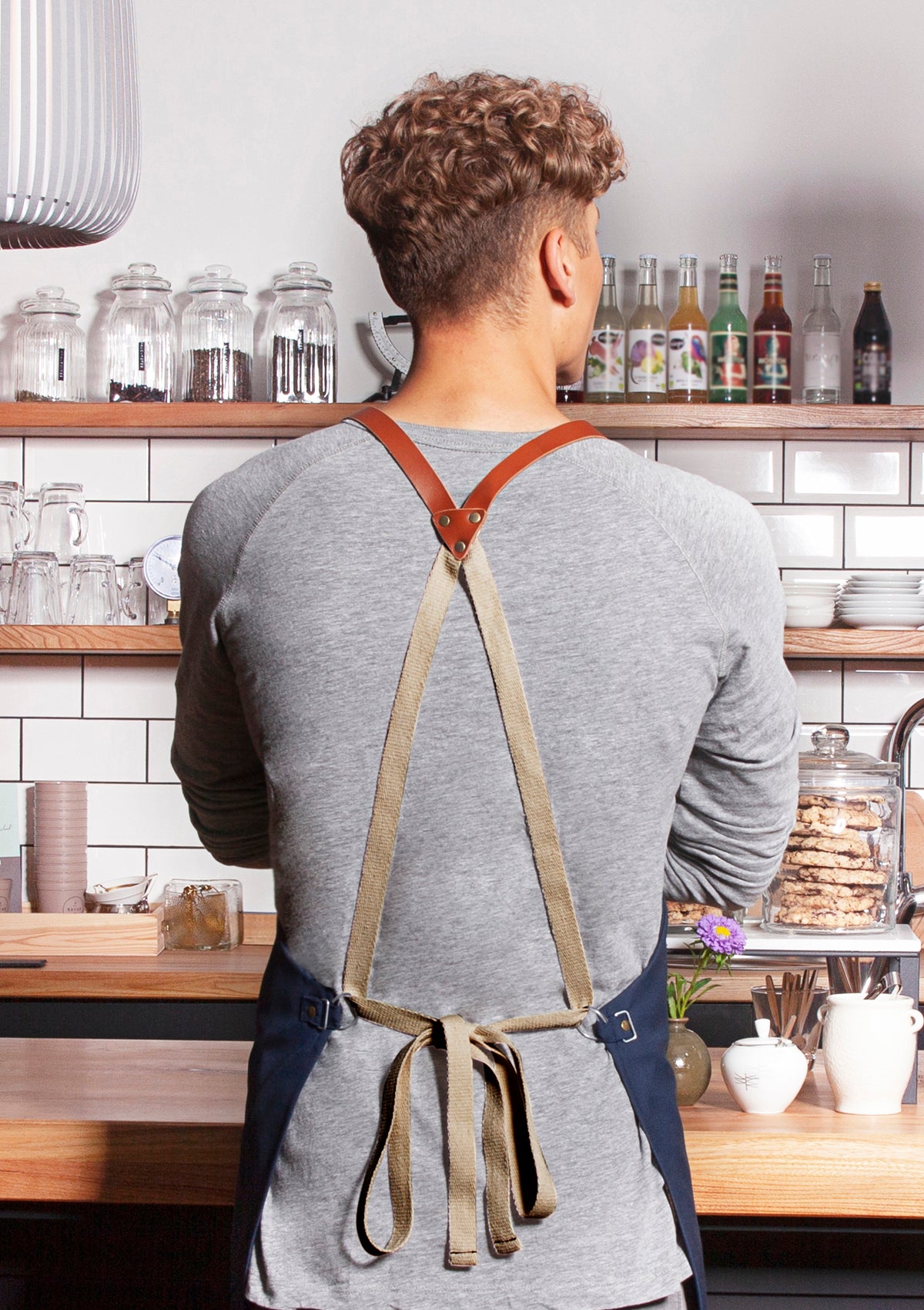 Latzschürze Green-Generation mit Lederträgern Unisex