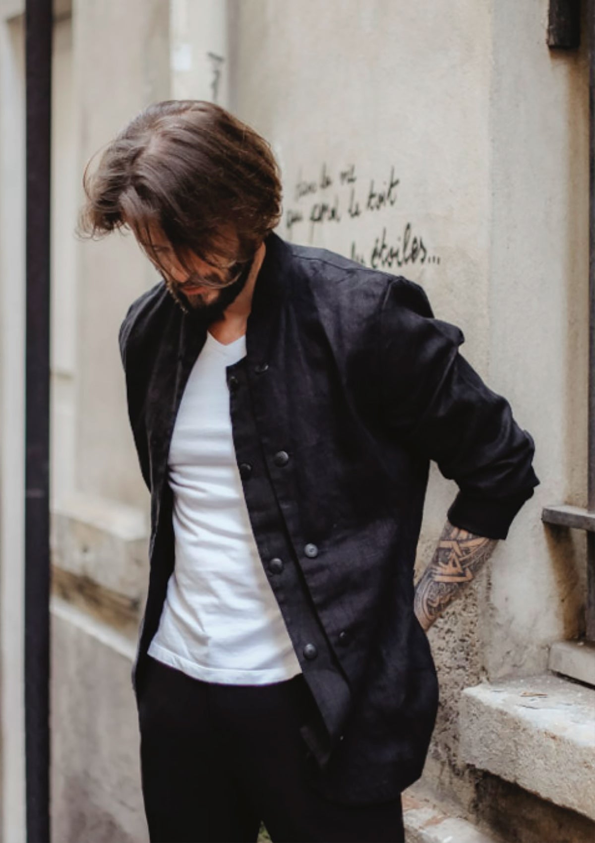 Kochjacke Sydney aus feinem Leinen Doppelreiher Langarm Unisex | U.C.W