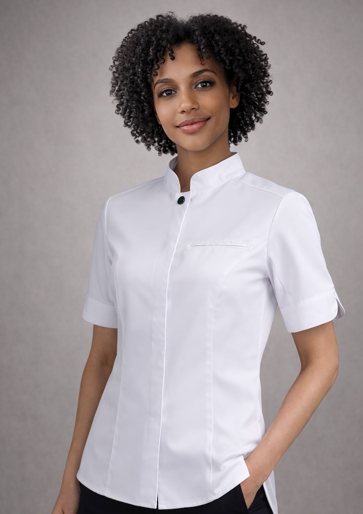 Damen Kochhemd Slim Fit Kurzarm Premiumqualität