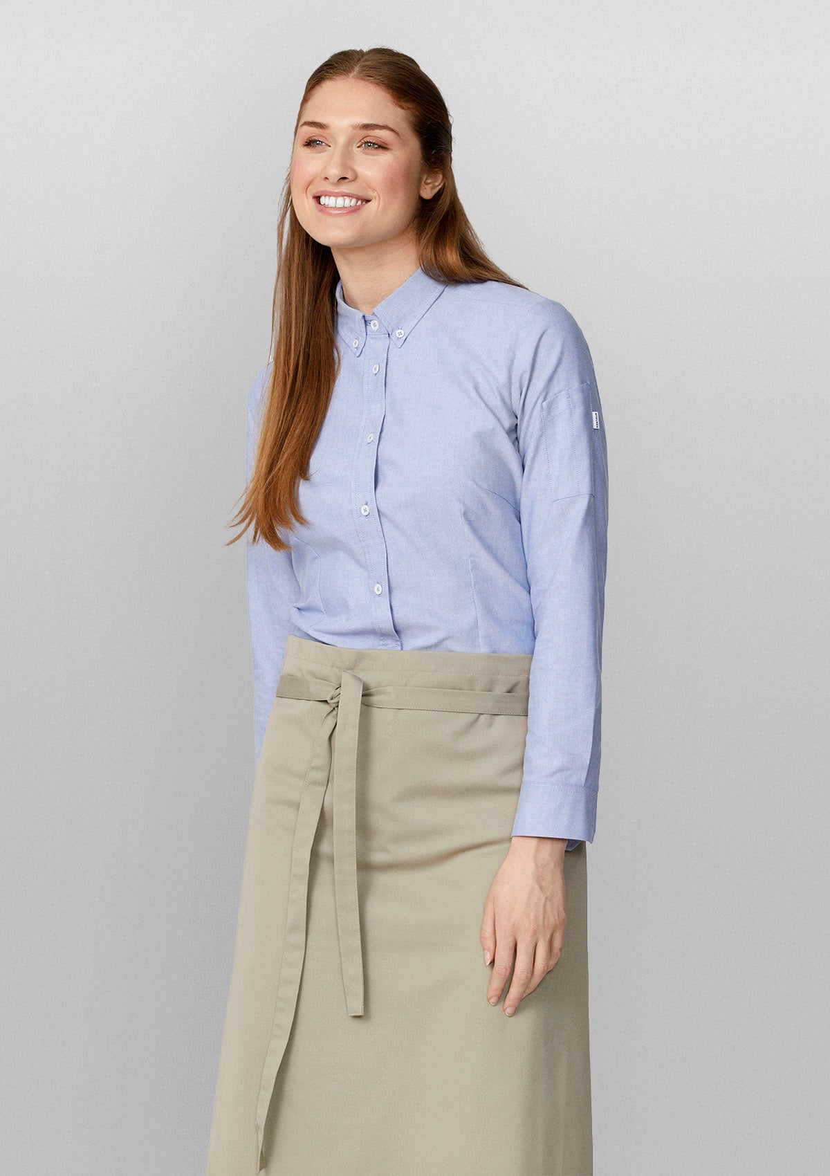 Damen Oxford Servicehemd Button-Down Langarm