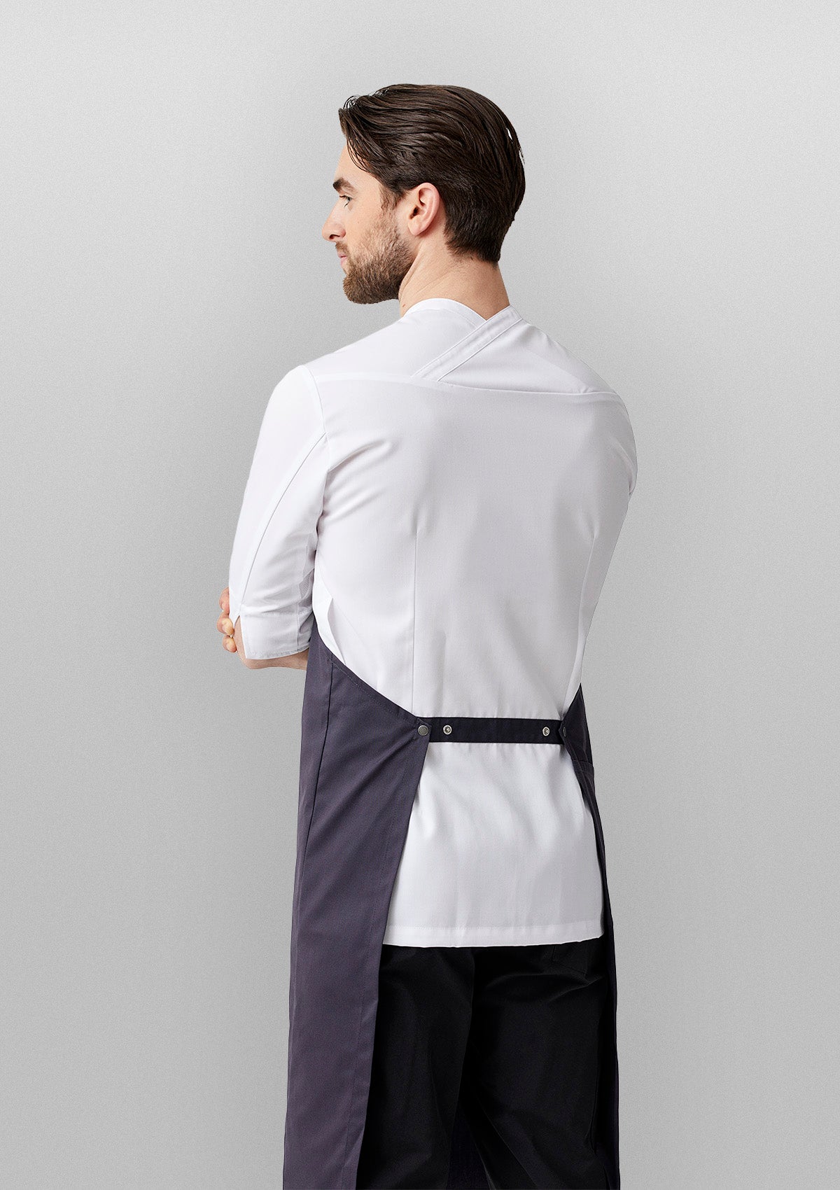Unisex Hybrid-Kochjacke mit integrierter Schürze – 3/4-Arm