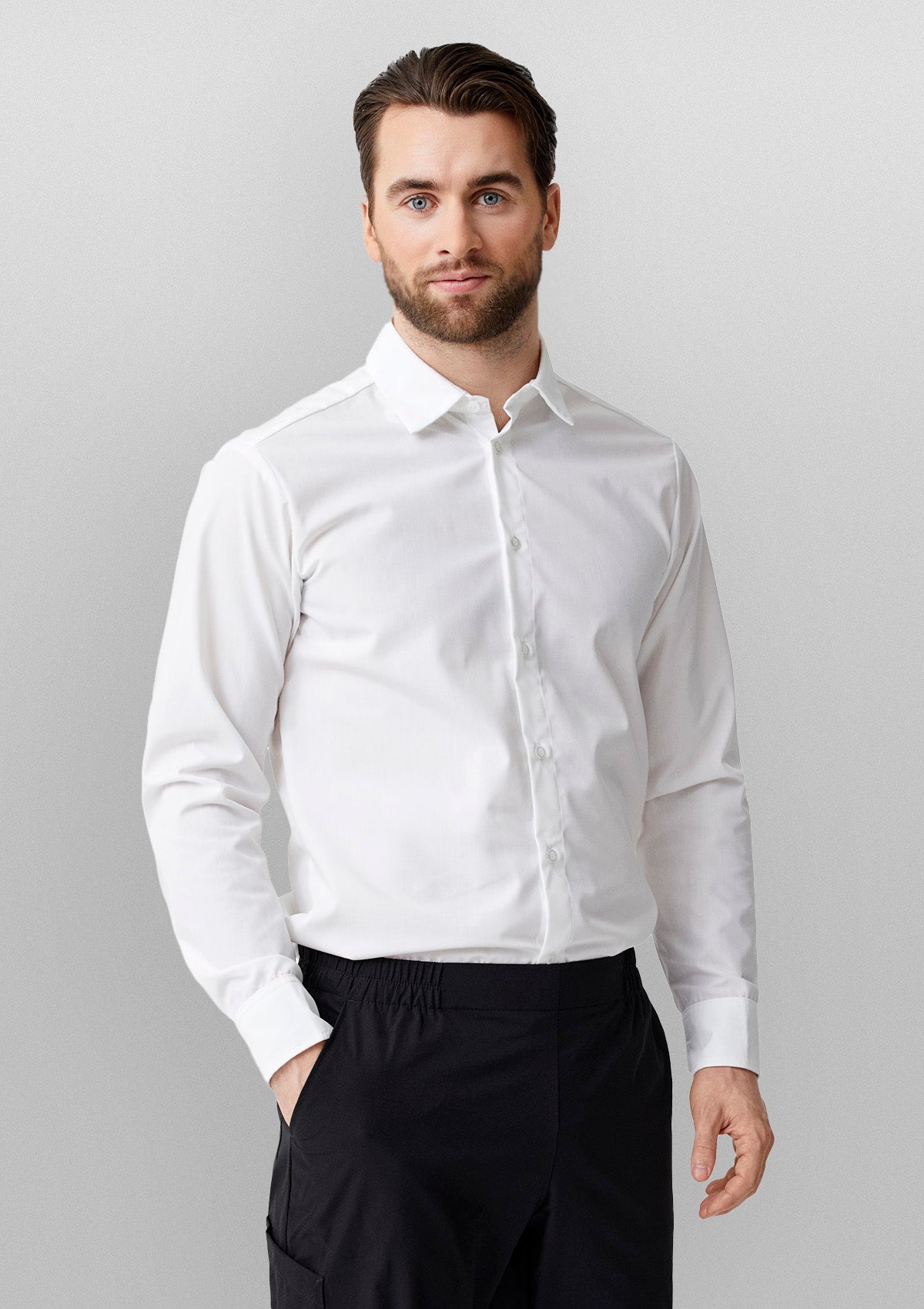 Herren Servicehemd Modern Stretch Langarm mit Pull-Up-Funktion
