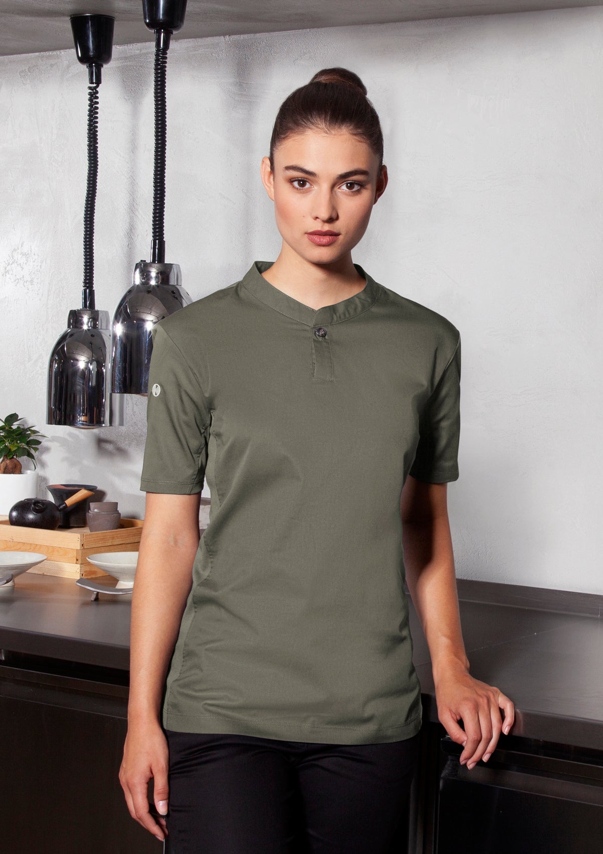 Damen Kochhemd Performance Slim-Fit Kurzarm