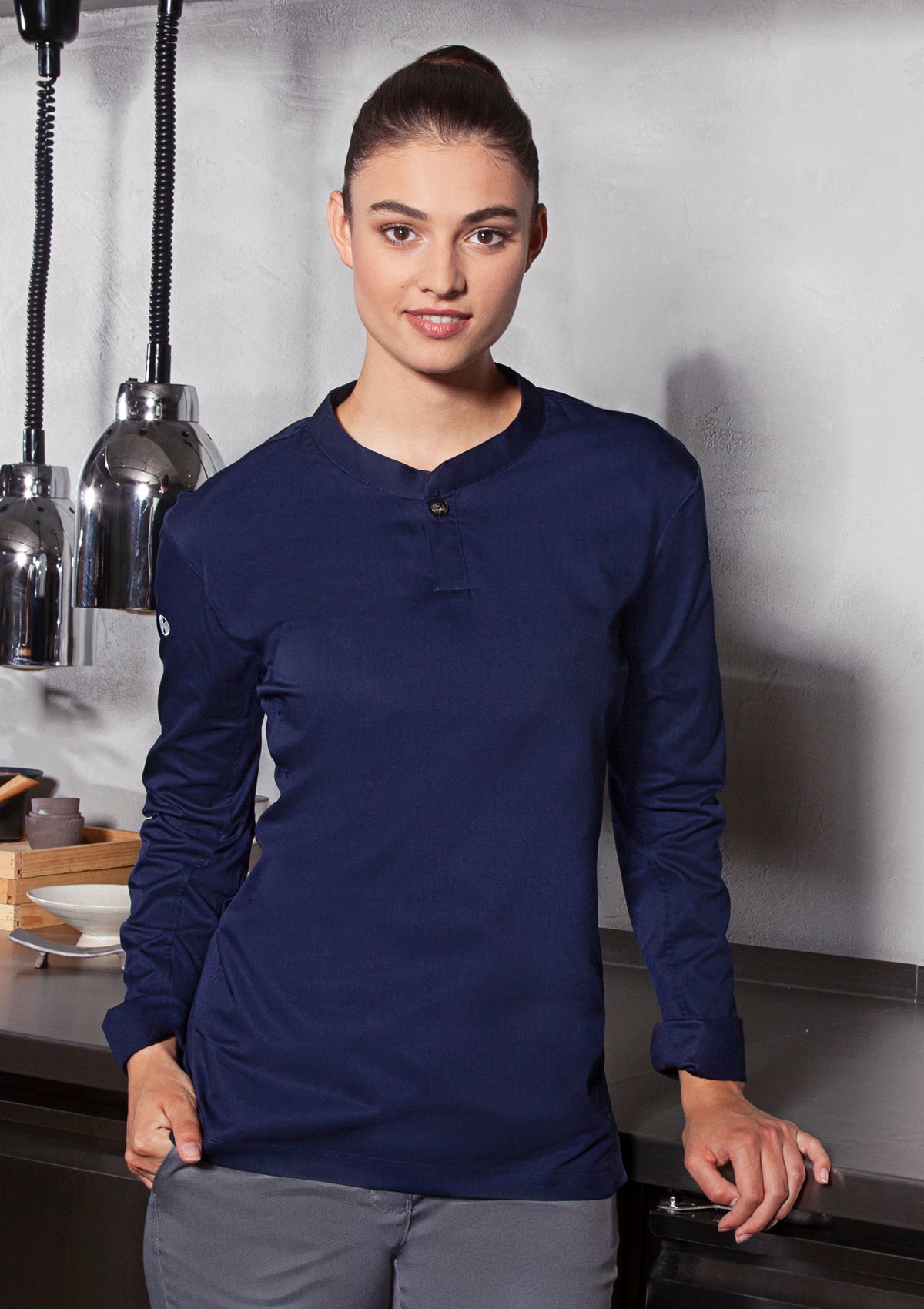 Damen Kochhemd Performance Slim-Fit Langarm