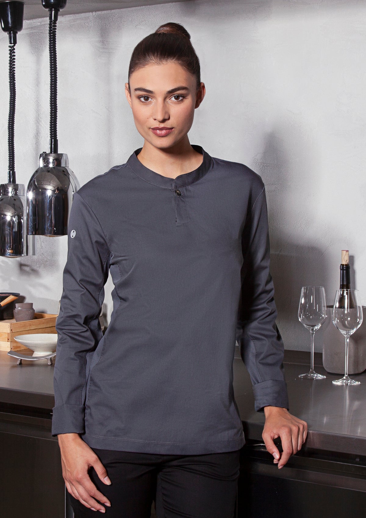 Damen Kochhemd Performance Slim-Fit Langarm