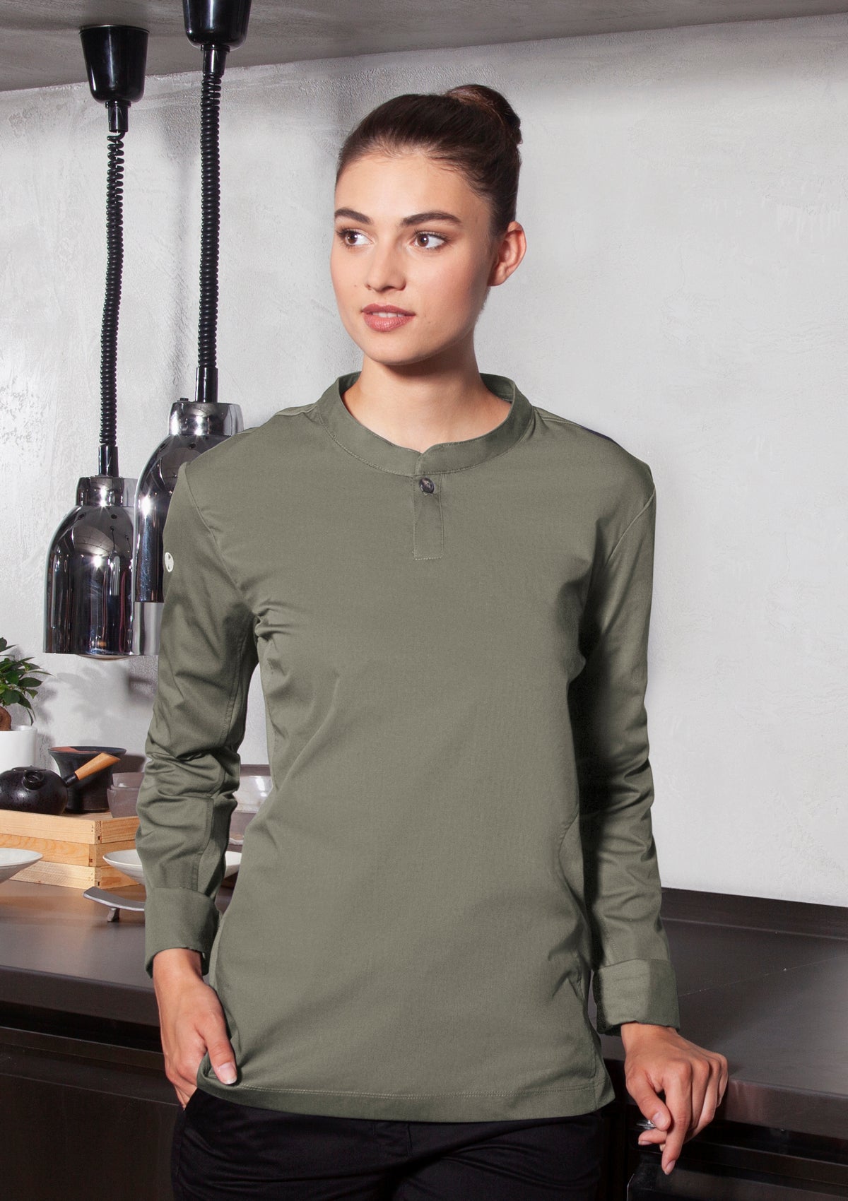 Damen Kochhemd Performance Slim-Fit Langarm