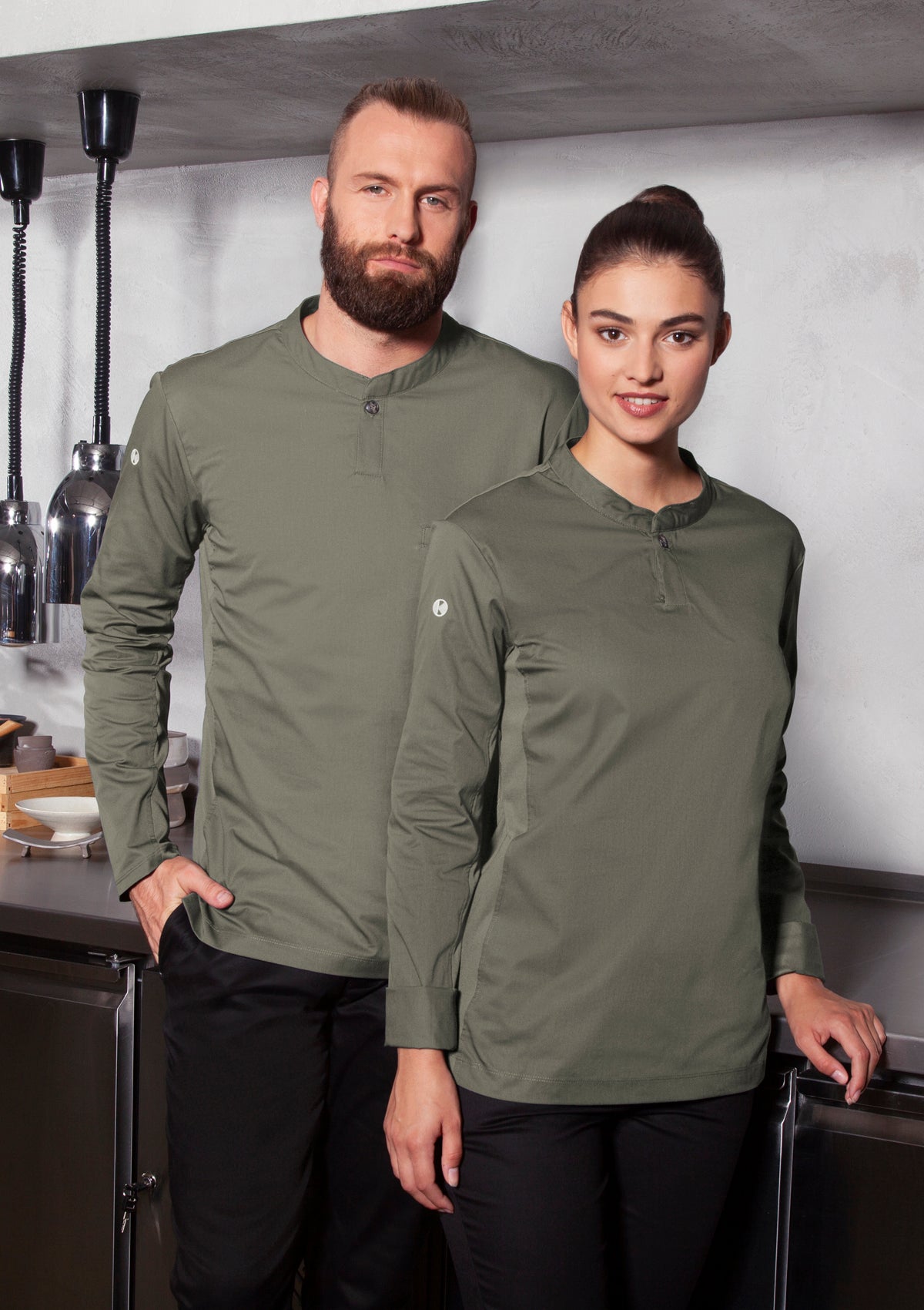 Damen Kochhemd Performance Slim-Fit Langarm