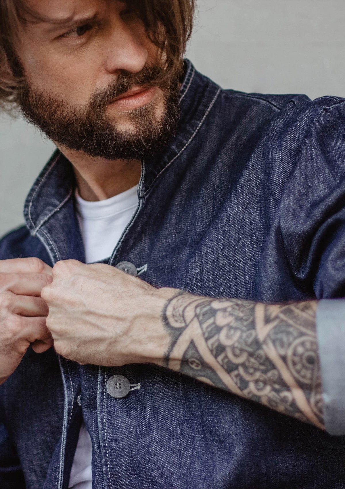 Maßgeschneiderte Kochjacke Sydney Denim Langarm Unisex